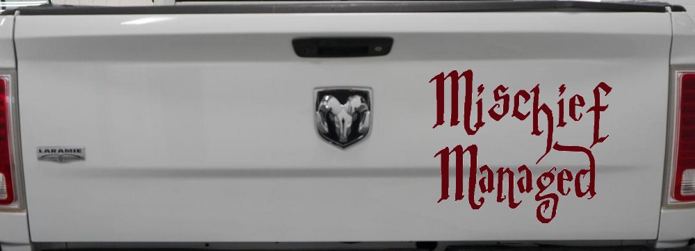 Potter Mischief Managed Sci Fi Car or Truck Window Decal Sticker (Purple Red)