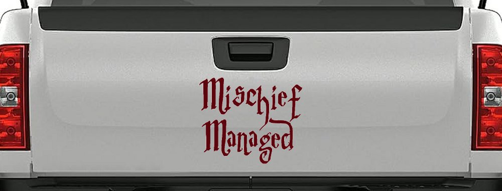 Potter Mischief Managed Sci Fi Car or Truck Window Decal Sticker (Purple Red)