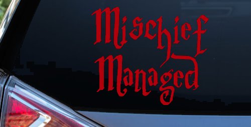 Potter Mischief Managed Sci Fi Car or Truck Window Decal Sticker (Red)