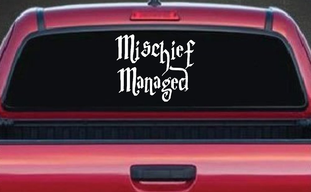 Potter Mischief Managed Sci Fi Car or Truck Window Decal Sticker (White)