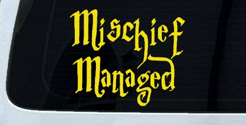 Potter Mischief Managed Sci Fi Car or Truck Window Vinyl Decal Sticker (Yellow)