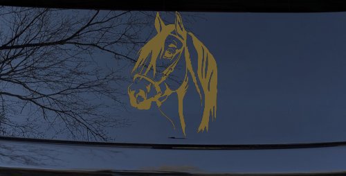 Dark Mane Horse Head Car or Truck Window Vinyl Decal Sticker (Gold)