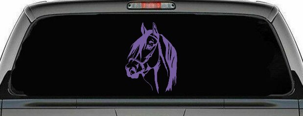 Dark Mane Horse Head Car or Truck Window Vinyl Decal Sticker (Purple)