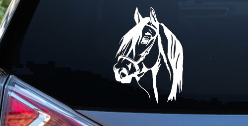 Dark Mane Horse Head Car or Truck Window Vinyl Decal Sticker (White)