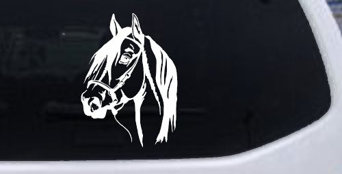 Dark Mane Horse Head Car or Truck Window Decal Sticker (White)