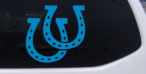 Horseshoes Animals Car or Truck Window Decal Sticker (Blue)