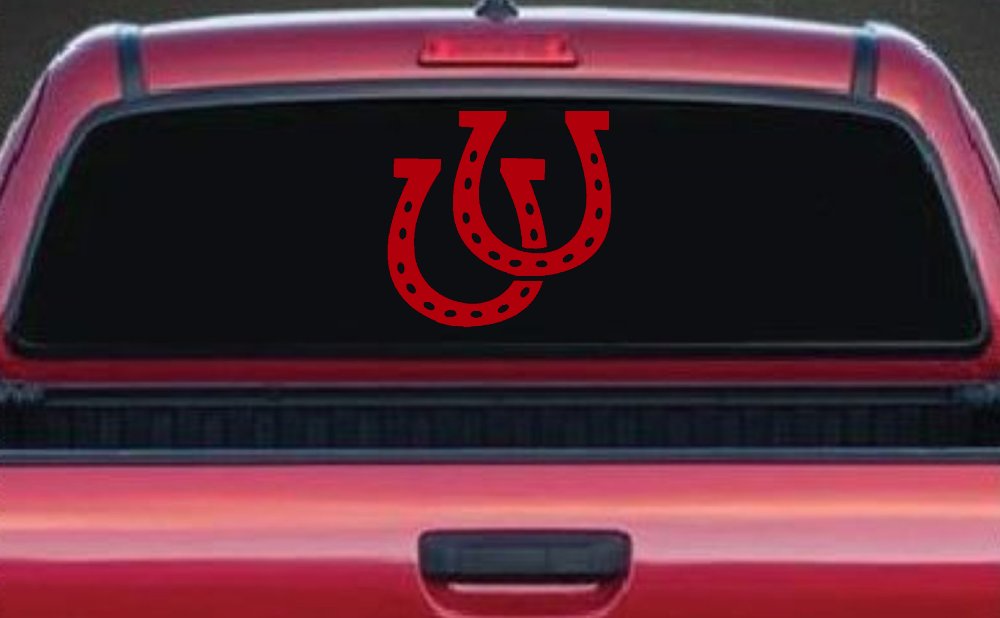 Horseshoes Animals Car or Truck Window Decal Sticker (Red)