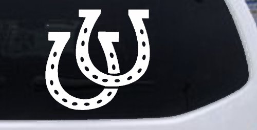 Horseshoes Animals Car or Truck Window Decal Sticker (White)