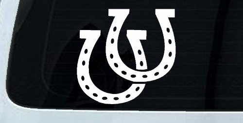 Horseshoes Animals Car or Truck Window Vinyl Decal Sticker (White)