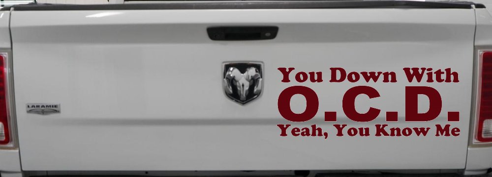 You Down With OCD Yeah You Know Me Funny Car or Truck Window Decal Sticker (Purple Red)