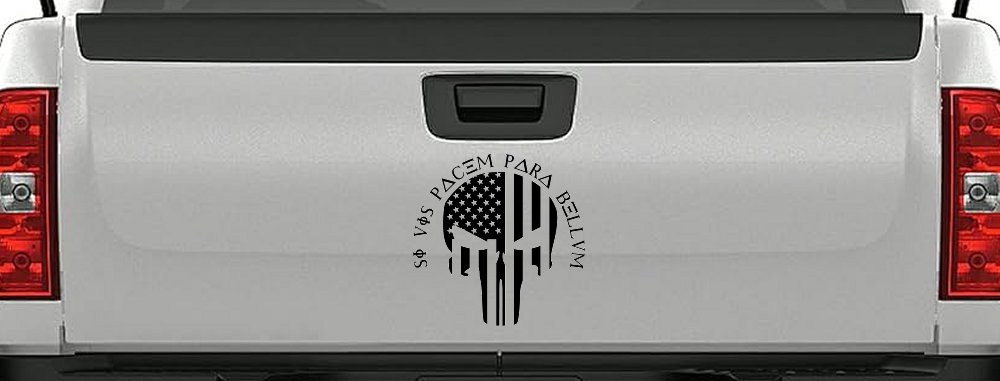 Punisher Skull US American Flag Si Vis Pacem Para Bellum Guns Car or Truck Window Decal Sticker
