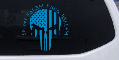 Punisher Skull US American Flag Si Vis Pacem Para Bellum Guns Car or Truck Window Decal Sticker