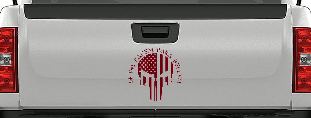 Punisher Skull US American Flag Si Vis Pacem Para Bellum Guns Car or Truck Window Decal Sticker