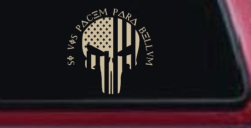 Punisher Skull US American Flag Si Vis Pacem Para Bellum Guns Car or Truck Window Decal Sticker