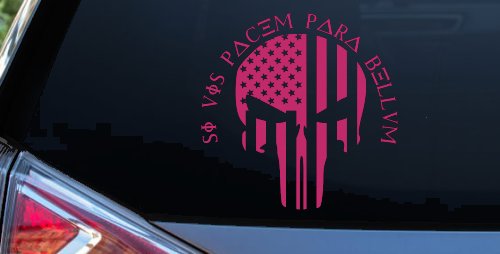 Punisher Skull US American Flag Si Vis Pacem Para Bellum Guns Car or Truck Window Decal Sticker