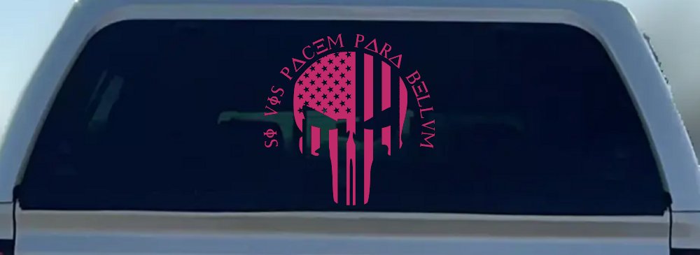 Punisher Skull US American Flag Si Vis Pacem Para Bellum Guns Car or Truck Window Decal Sticker