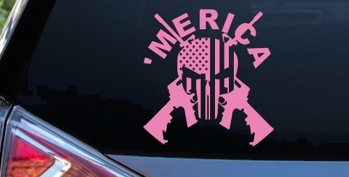 MERICA Punisher Skull US American Flag Crossed AR15 Guns Car or Truck Window Decal Sticker