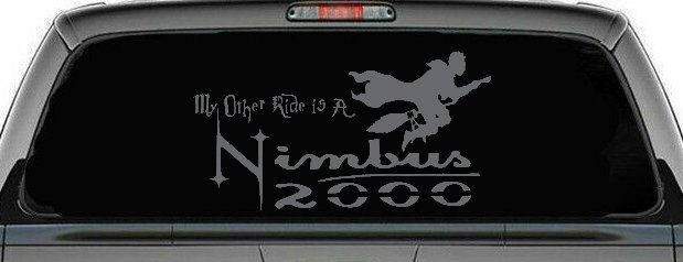 My Other Ride Is a Nimbus 2000 Potter Broom Sci Fi Car or Truck Window Vinyl Decal Sticker (Silver)