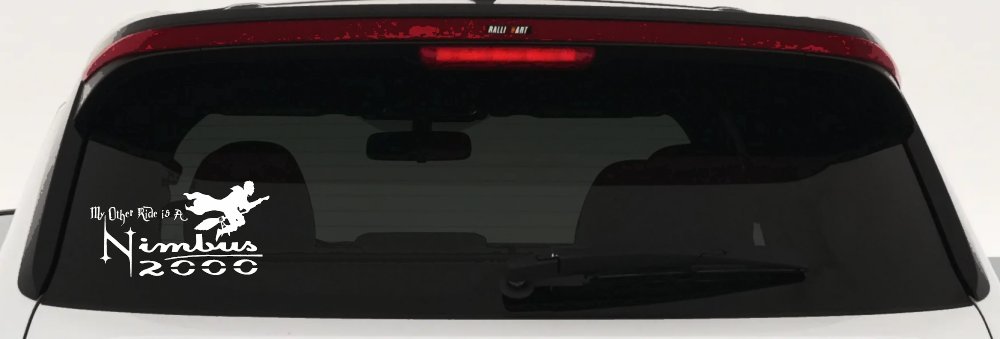 My Other Ride Is a Nimbus 2000 Potter Broom Sci Fi Car or Truck Window Vinyl Decal Sticker (White)