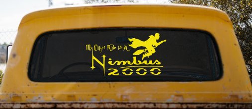 My Other Ride Is a Nimbus 2000 Potter Broom Sci Fi Car or Truck Window Decal Sticker (Yellow)