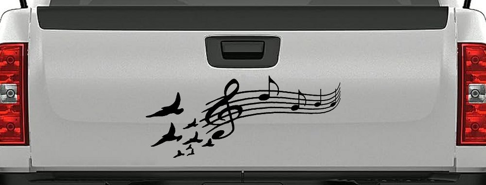 Birds to Music Scale Notes Music Car or Truck Window Decal Sticker (Black)