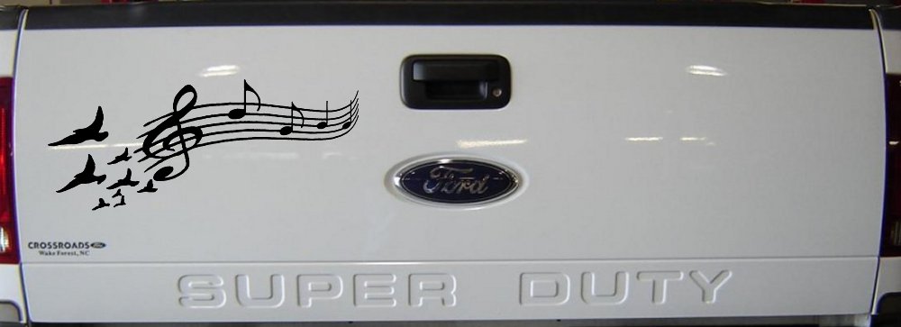 Birds to Music Scale Notes Music Car or Truck Window Decal Sticker (Black)