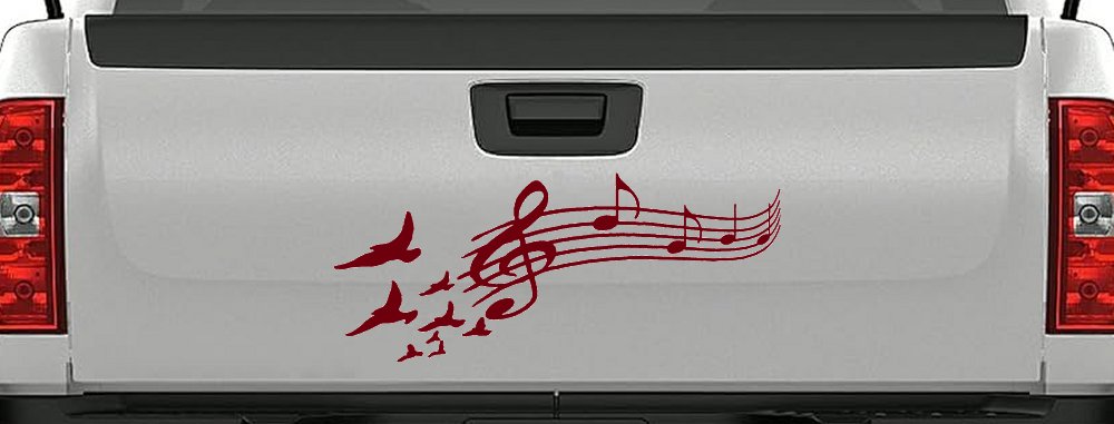 Birds to Music Scale Notes Music Car or Truck Window Decal Sticker (Burgundy)