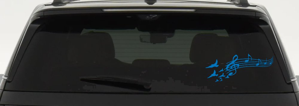 Birds to Music Scale Notes Music Car or Truck Window Decal Sticker (Sky Blue)