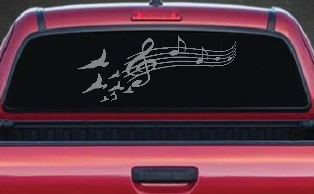 Birds to Music Scale Notes Music Car or Truck Window Vinyl Decal Sticker (Telegrey)