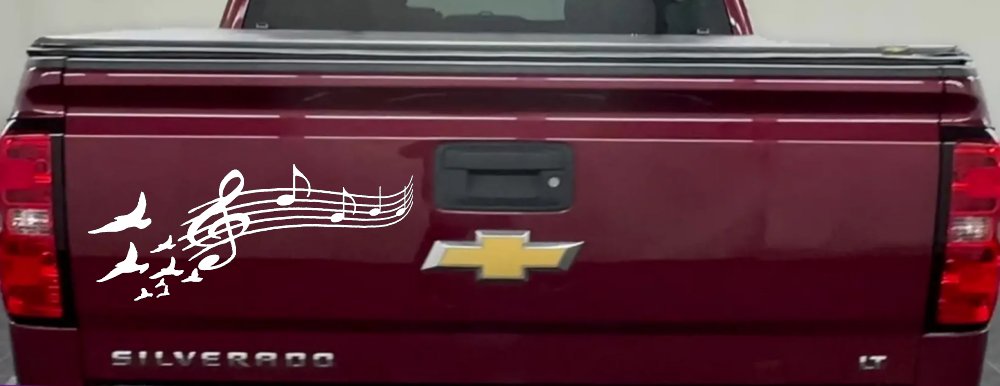 Birds to Music Scale Notes Music Car or Truck Window Decal Sticker (White)