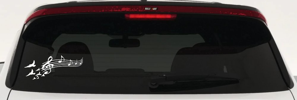 Birds to Music Scale Notes Music Car or Truck Window Decal Sticker (White)