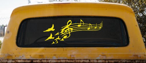Birds to Music Scale Notes Music Car or Truck Window Decal Sticker (Yellow)