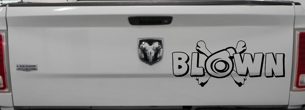 Blown Turbo Blower With Crossbones Moto Sports Car or Truck Window Vinyl Decal Sticker (Black)