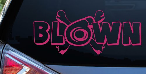 Blown Turbo Blower With Crossbones Moto Sports Car or Truck Window Decal Sticker (Hot Pink)