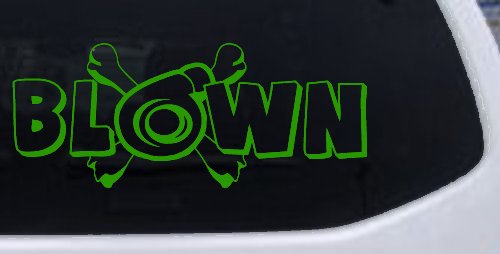 Blown Turbo Blower With Crossbones Moto Sports Car or Truck Window Decal Sticker (Lime)