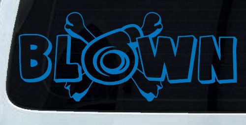Blown Turbo Blower With Crossbones Moto Sports Car or Truck Window Decal Sticker