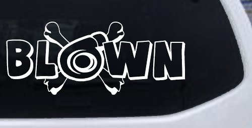 Blown Turbo Blower With Crossbones Moto Sports Car or Truck Window Vinyl Decal Sticker (White)
