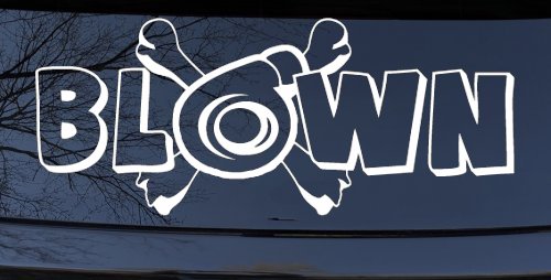 Blown Turbo Blower With Crossbones Moto Sports Car or Truck Window Vinyl Decal Sticker (White)