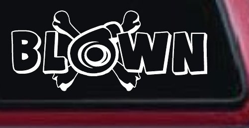 Blown Turbo Blower With Crossbones Moto Sports Car or Truck Window Decal Sticker (White)
