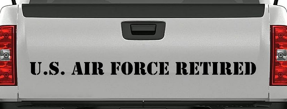 US Air Force Retired text Military Car or Truck Window Decal Sticker (Black)