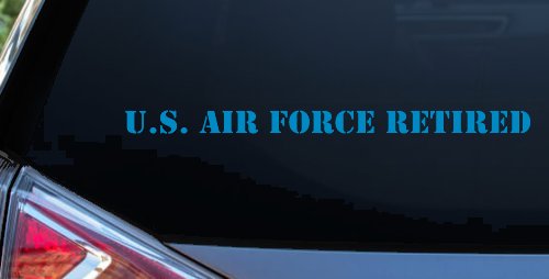 US Air Force Retired text Military Car or Truck Window Decal Sticker (Blue)