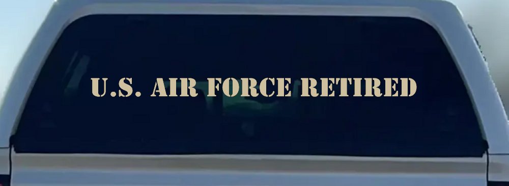 US Air Force Retired text Military Car or Truck Window Decal Sticker (Desert Sand)