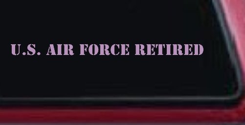 US Air Force Retired text Military Car or Truck Window Decal Sticker (Lilac)