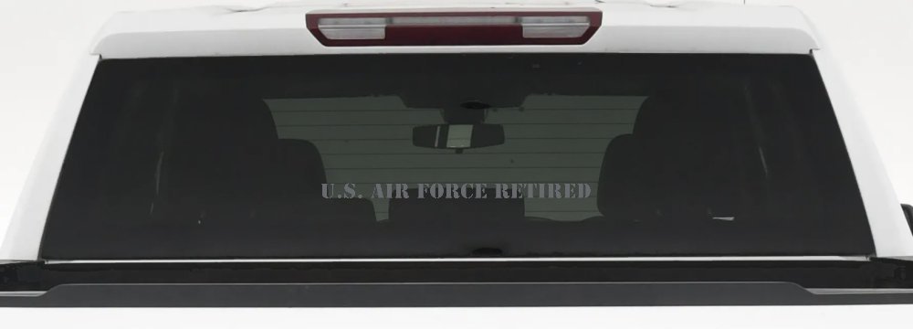 US Air Force Retired text Military Car or Truck Window Vinyl Decal Sticker (Silver)