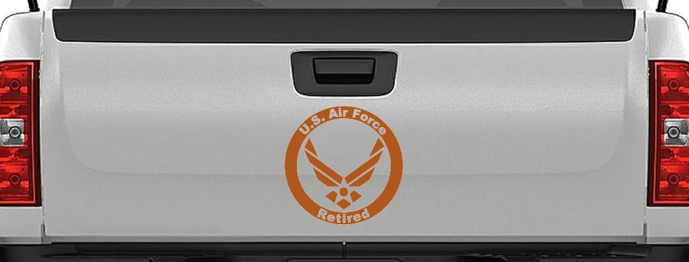 US Air Force Retired Circle Military Car or Truck Window Vinyl Decal Sticker (Nut Brown)