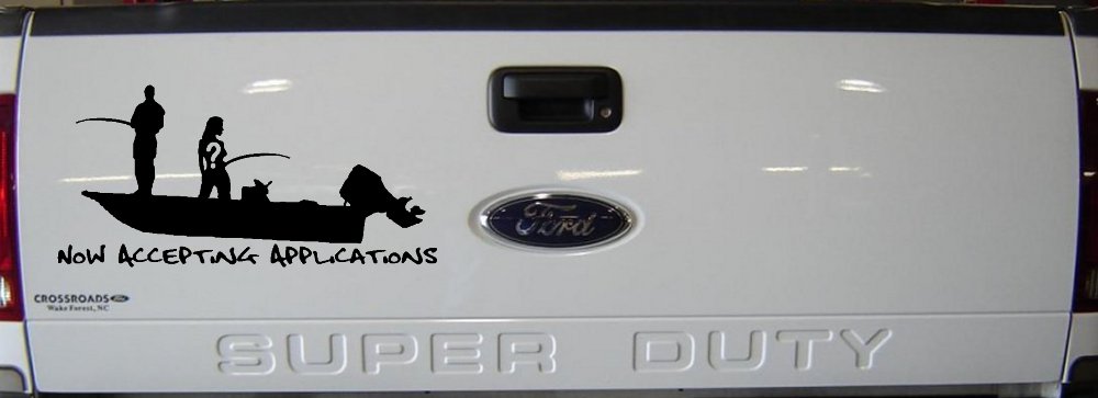 Now Accepting Applications for Wife Girlfriend Fisher Fishing Car or Truck Window Decal Sticker (Black)