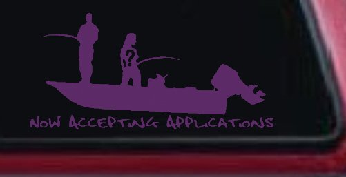 Now Accepting Applications for Wife Girlfriend Fisher Fishing Car or Truck Window Decal Sticker (Violet)