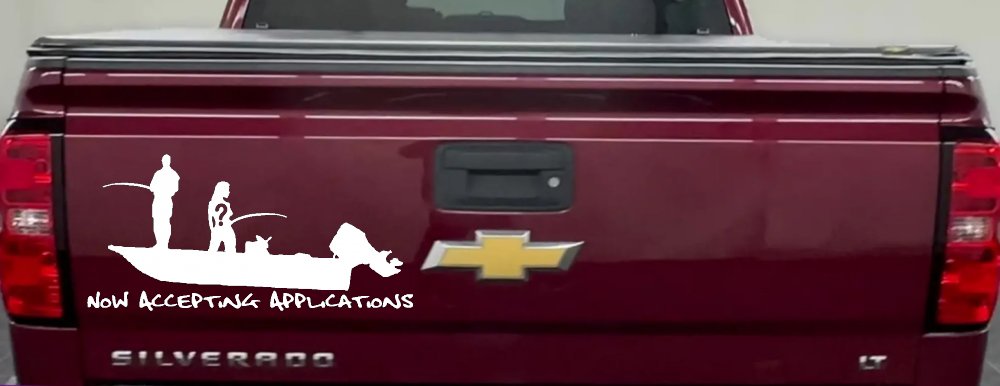 Now Accepting Applications for Wife Girlfriend Fisher Fishing Car or Truck Window Decal Sticker (White)