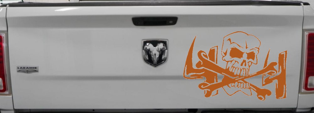 Skull and Cross Bones 4X4 Off Road Car or Truck Window Decal Sticker (Nut Brown)