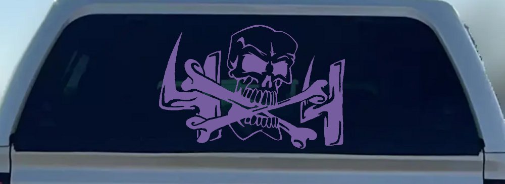 Skull and Cross Bones 4X4 Off Road Car or Truck Window Decal Sticker (Purple)
